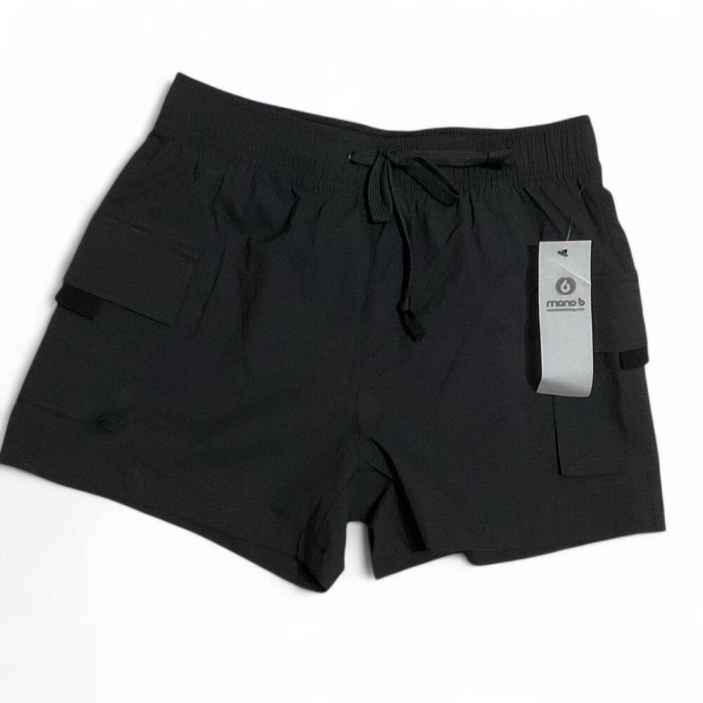 Mono B Women’s Black Cargo Shorts Size Small NWT 2 Pockets Drawstring Waist A17